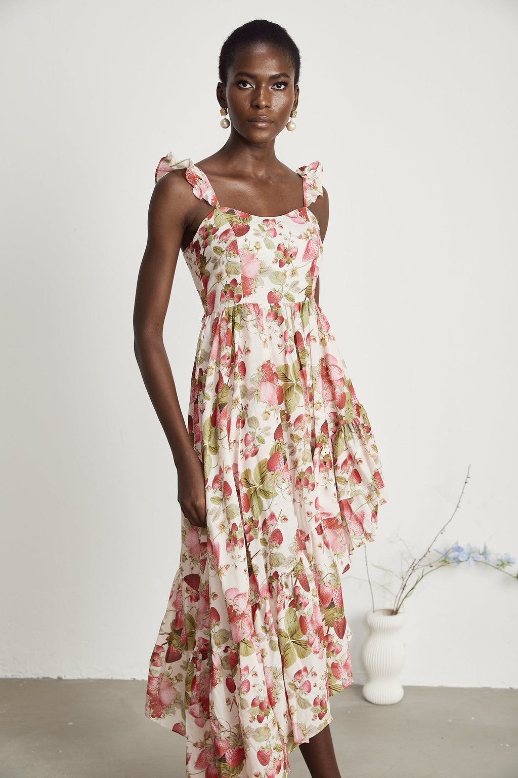 Vivien asimetrik midi elbise