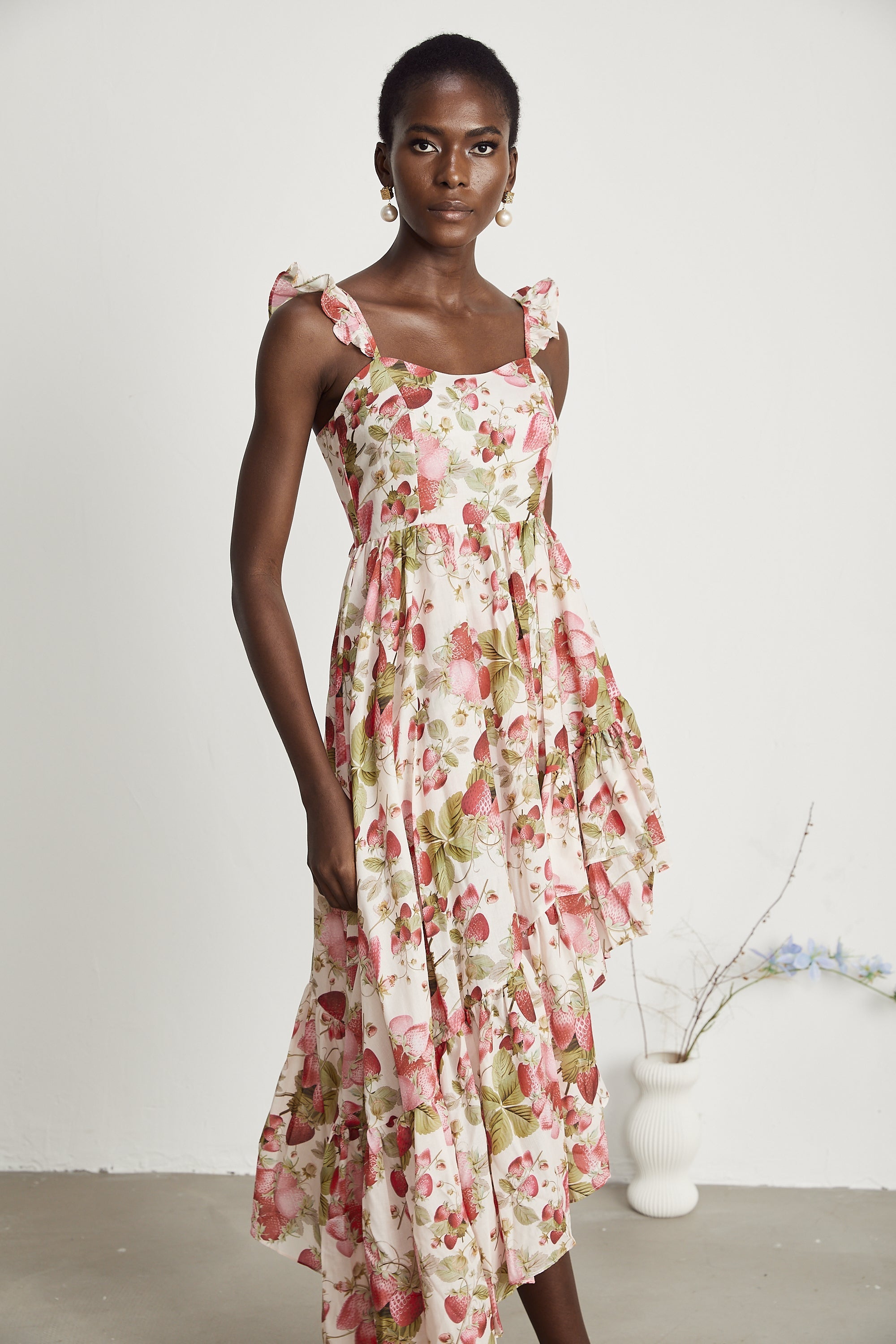 Vivien asimetrik midi elbise