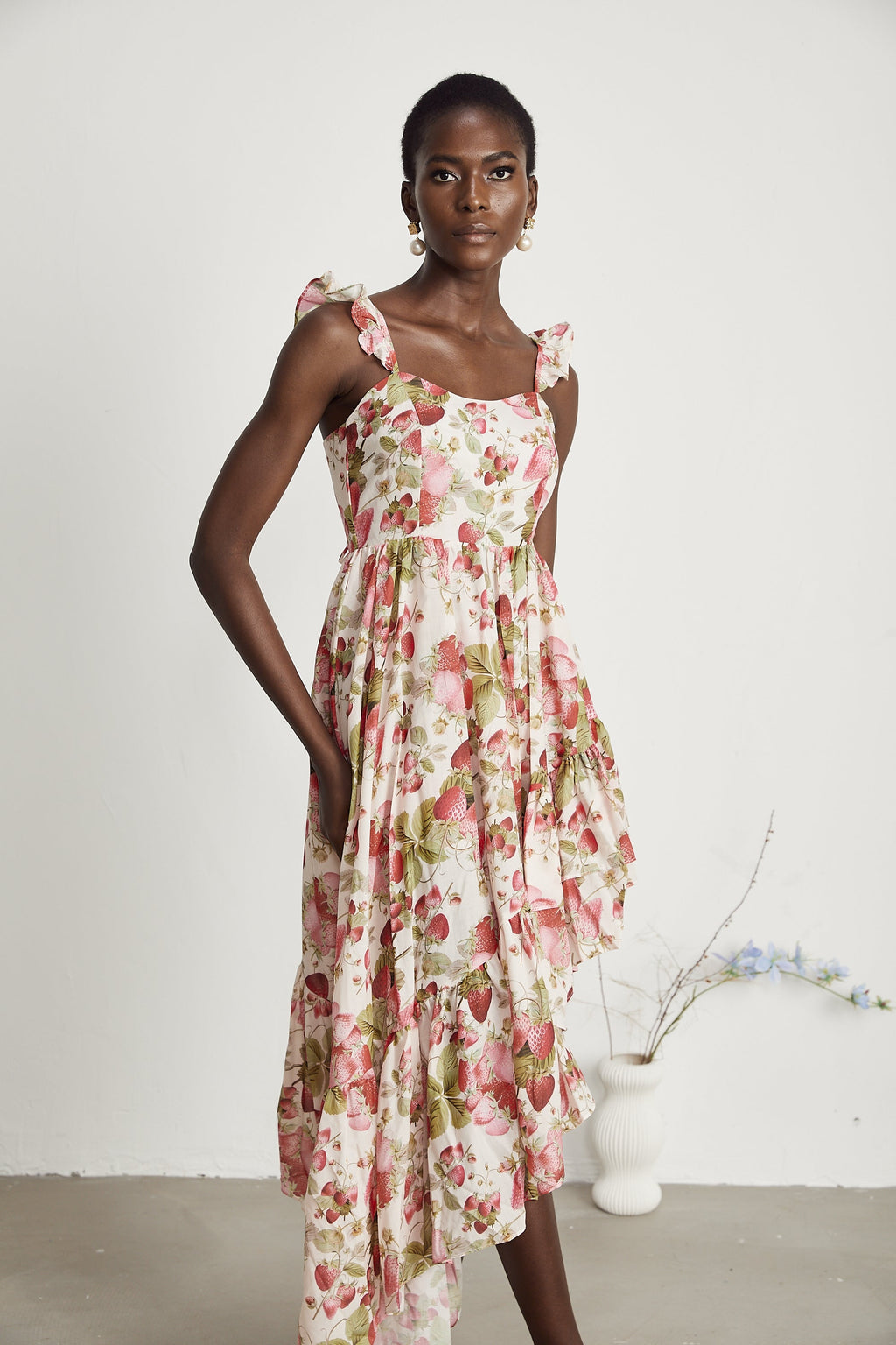 Vivien asimetrik midi elbise