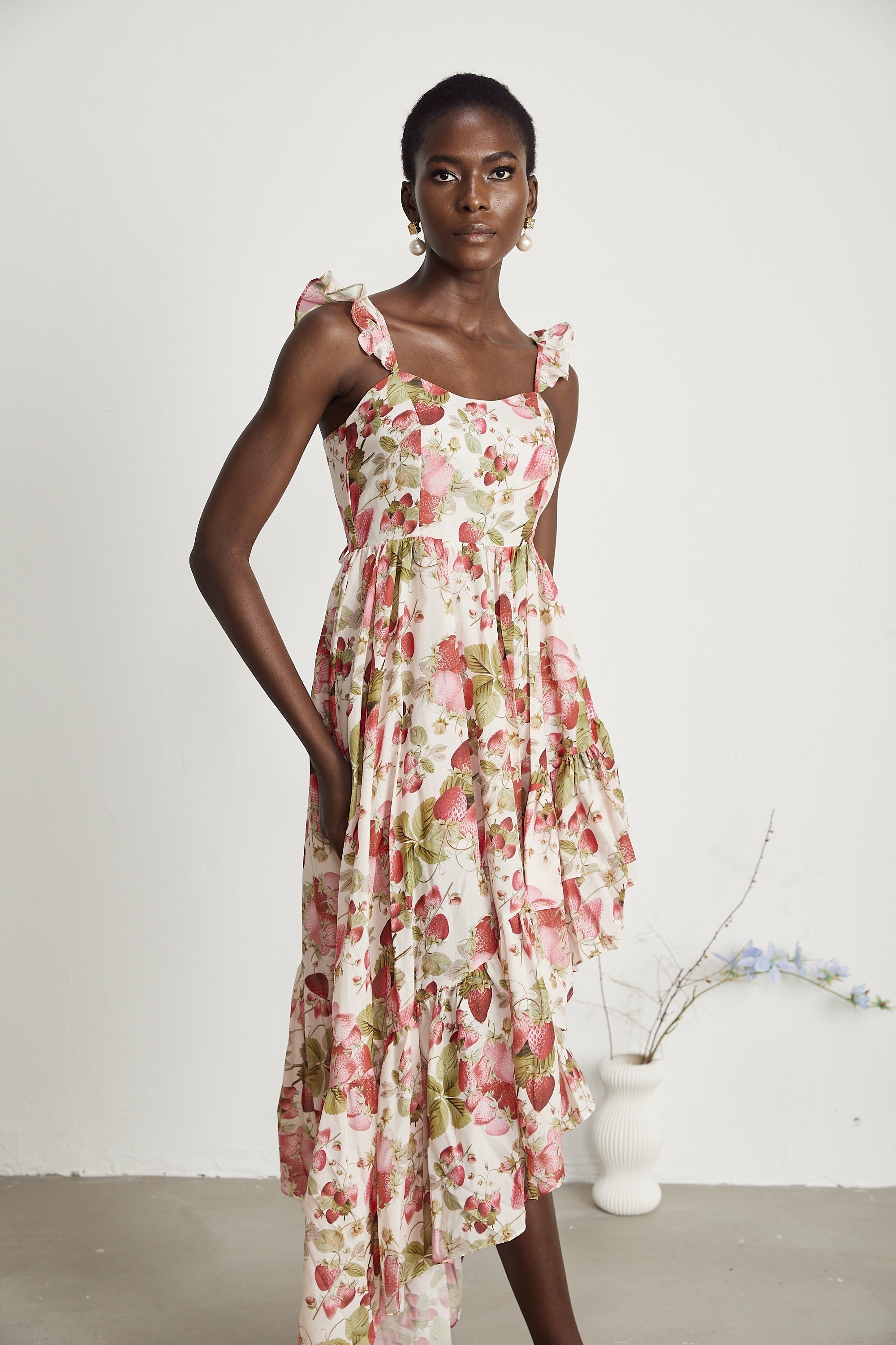 Vivien asimetrik midi elbise