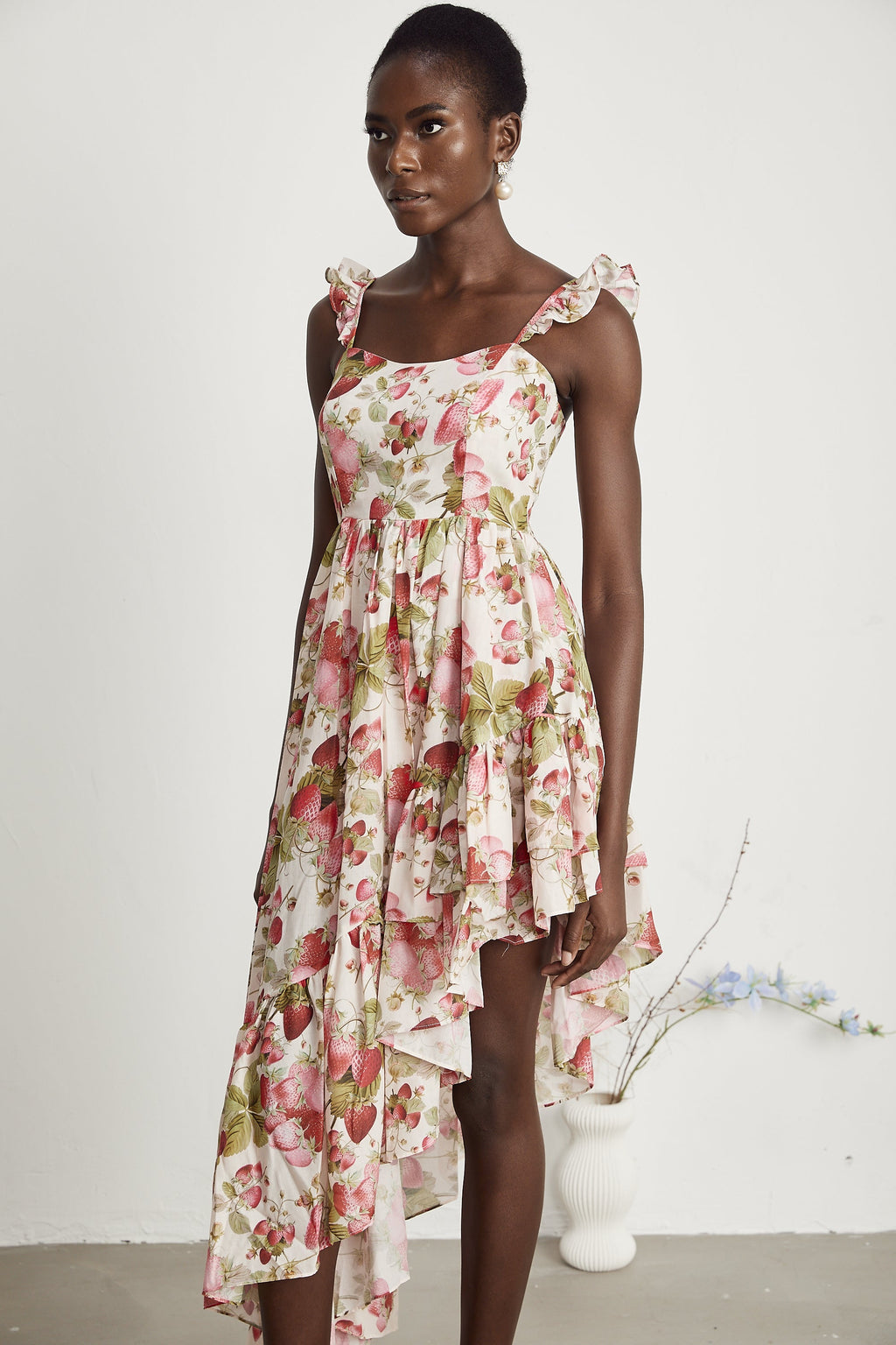 Vivien asimetrik midi elbise