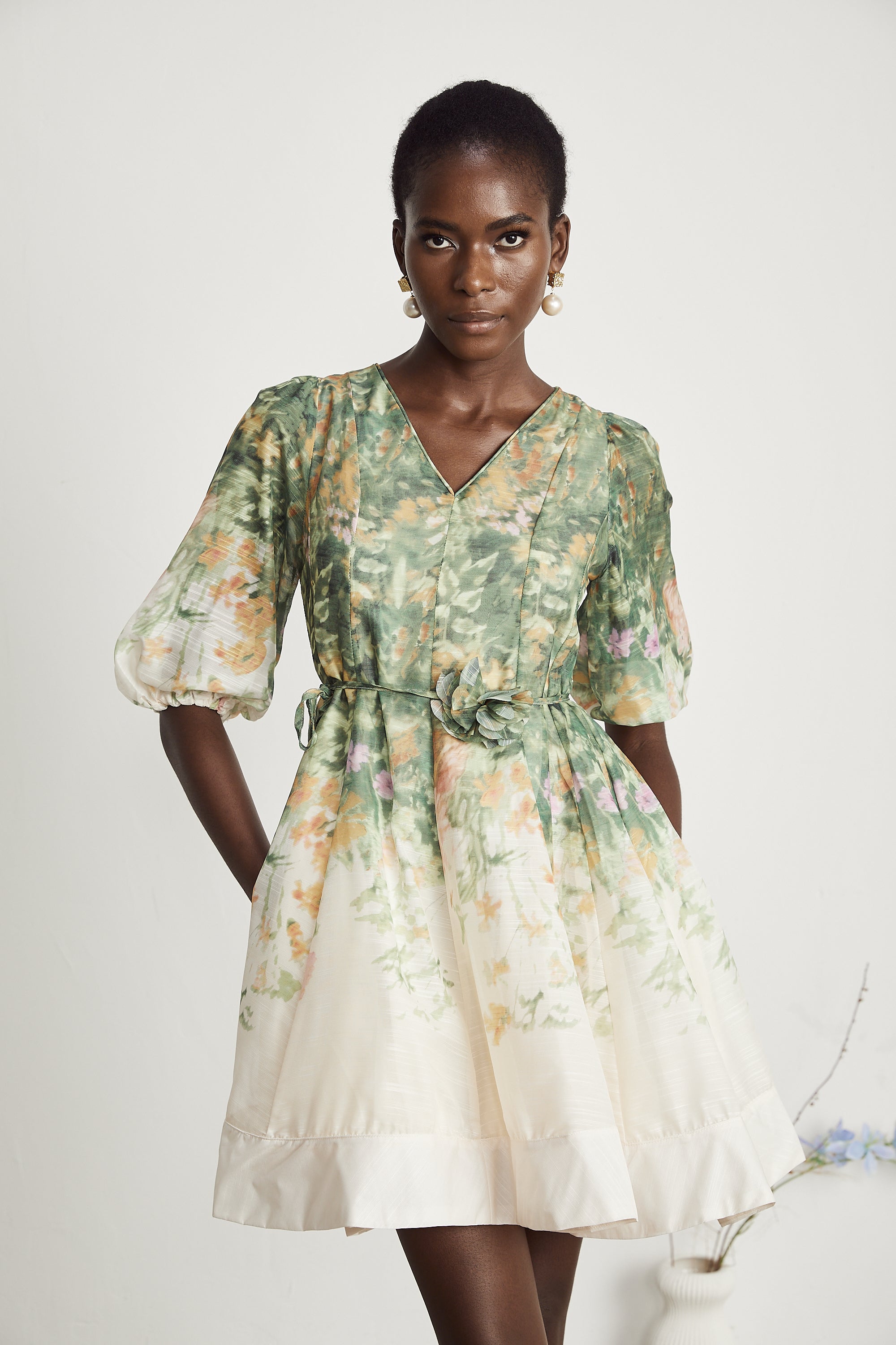 Marie kuşak mini elbise