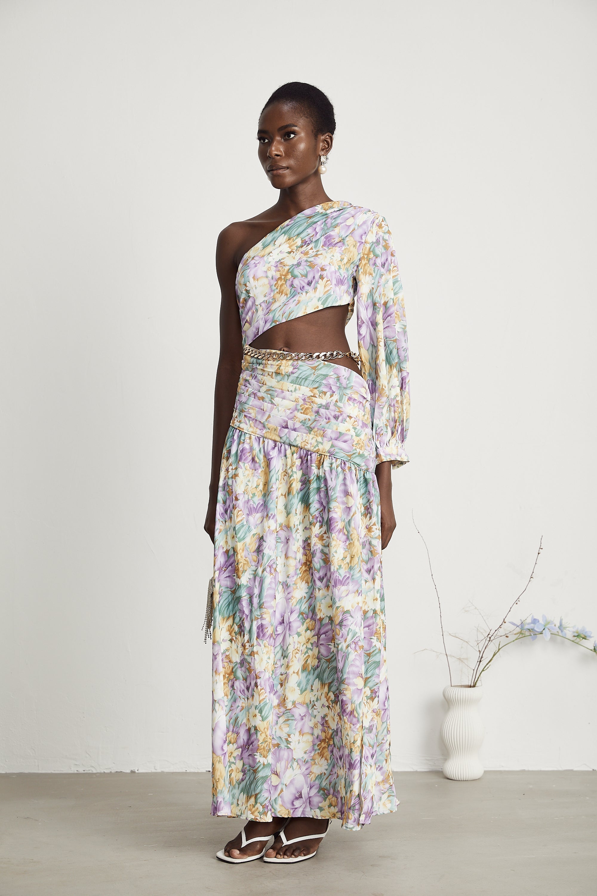 Fabienne çiçek midi elbise