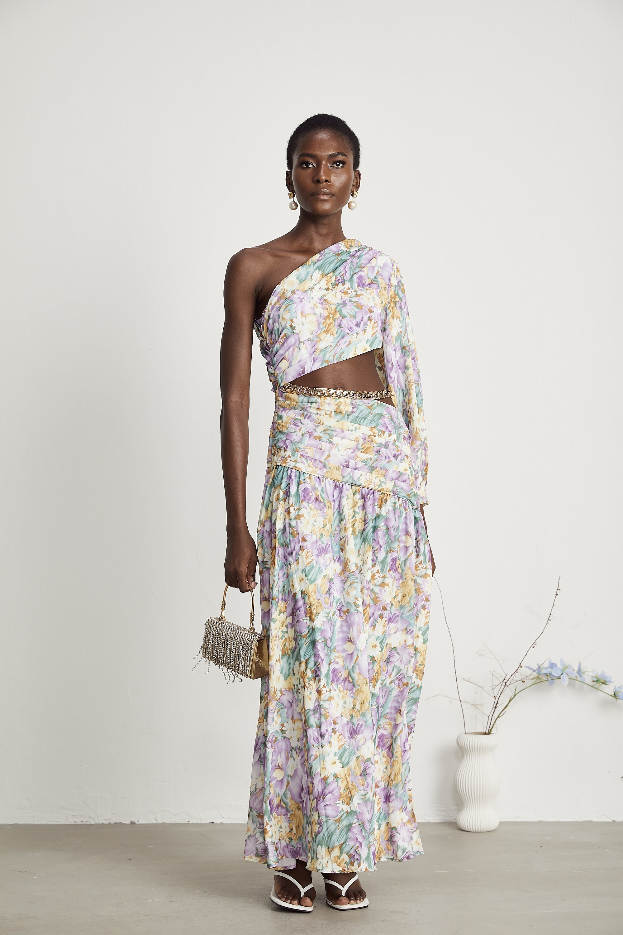 Fabienne çiçek midi elbise