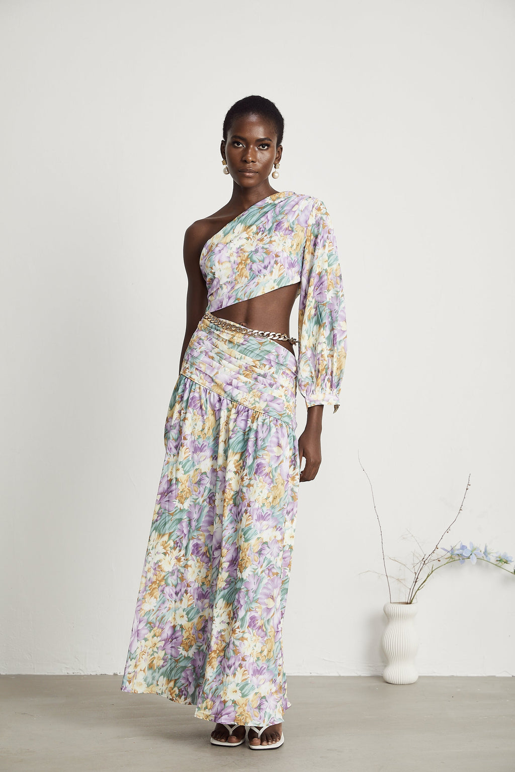 Fabienne çiçek midi elbise