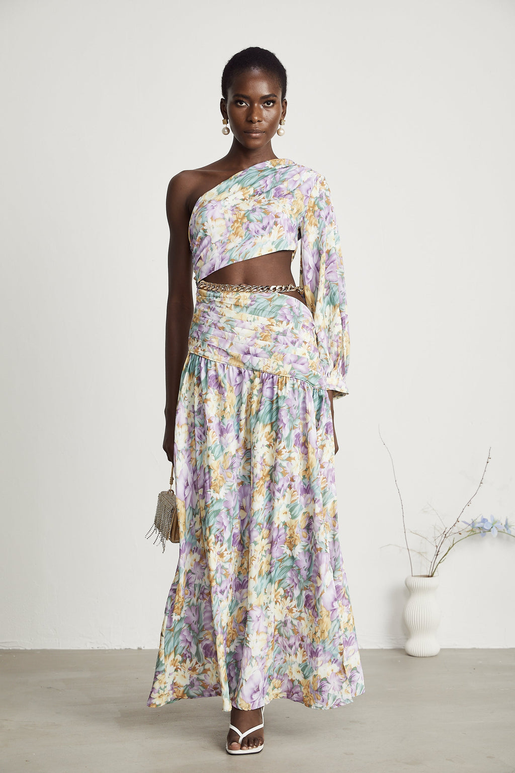 Fabienne çiçek midi elbise