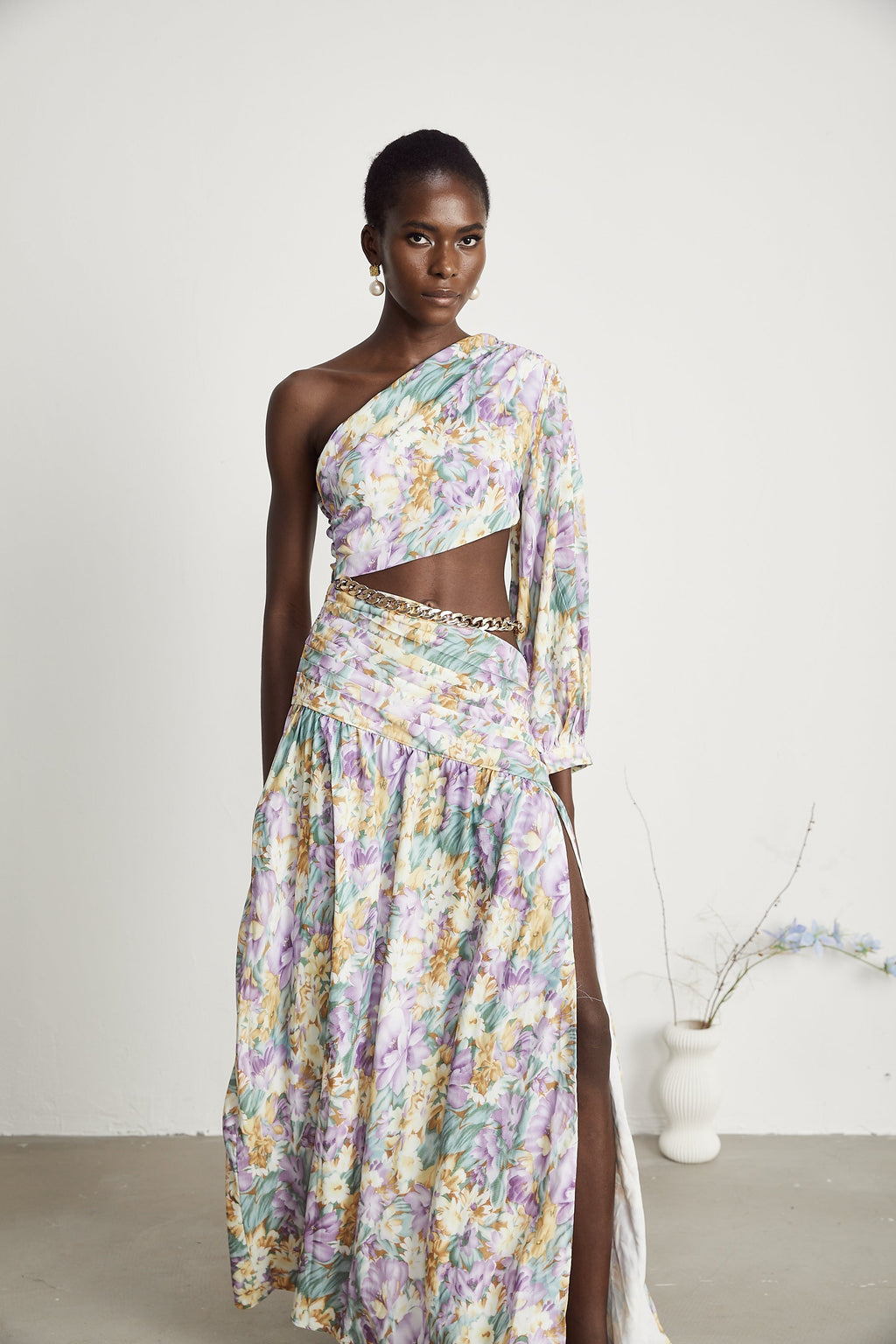 Fabienne çiçek midi elbise