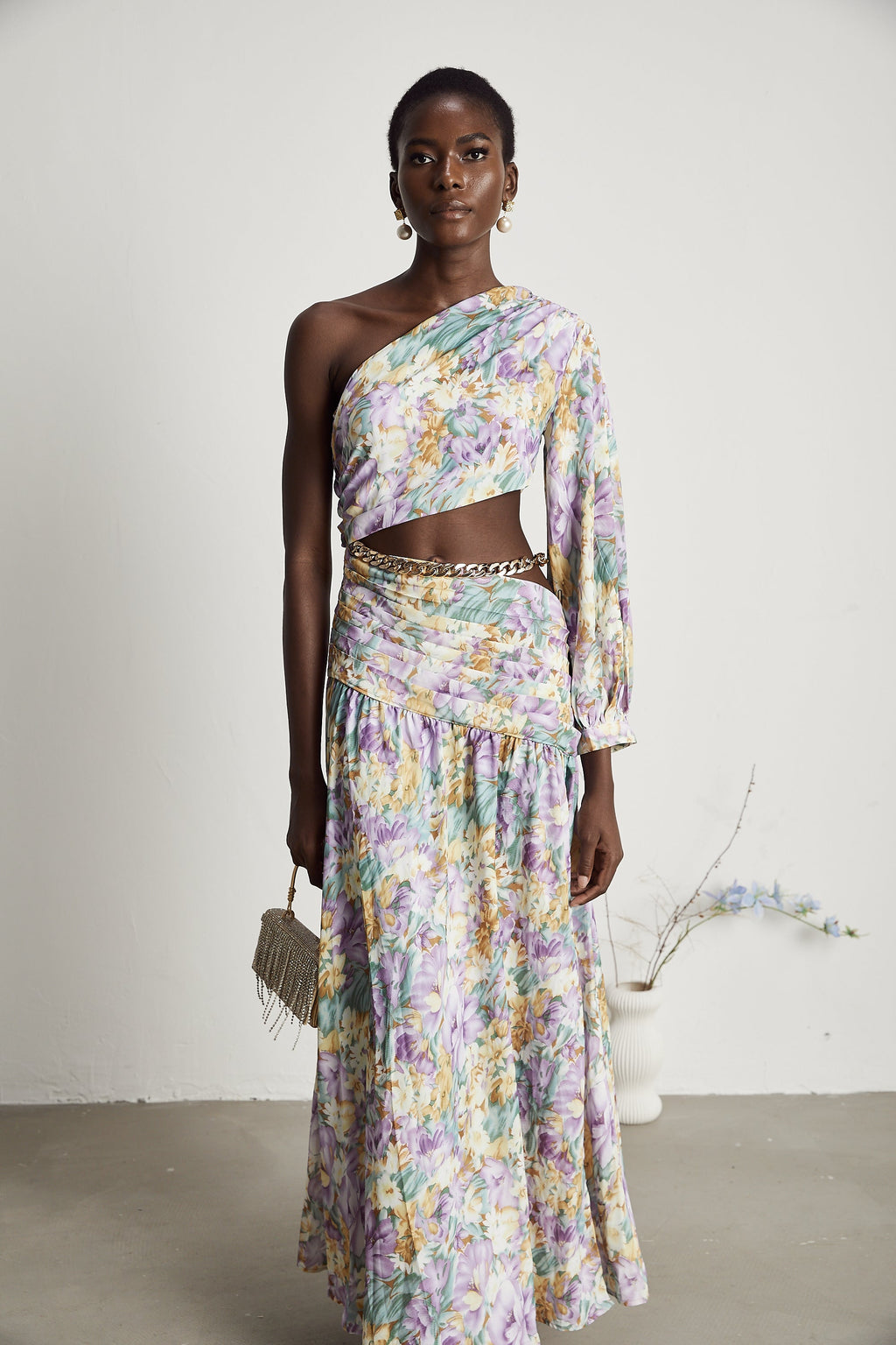 Fabienne çiçek midi elbise