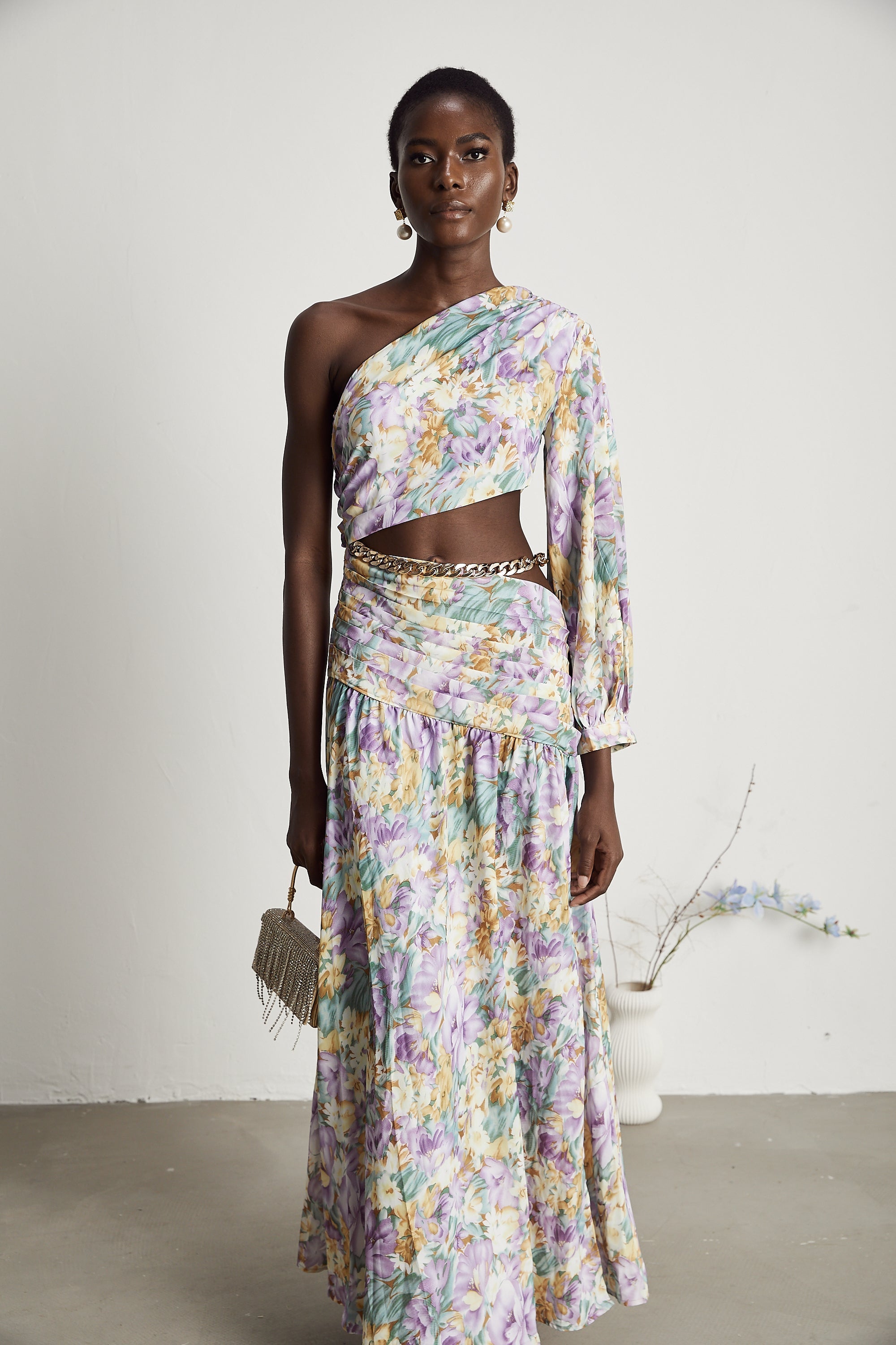 Fabienne çiçek midi elbise