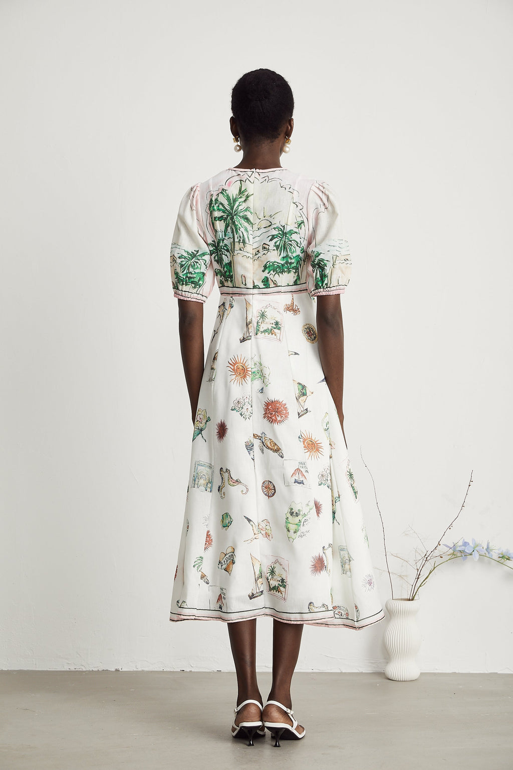 Pénélope desenli midi elbise