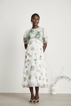 Pénélope desenli midi elbise