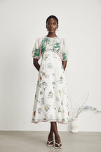 Pénélope desenli midi elbise