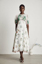 Pénélope desenli midi elbise