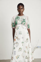 Pénélope desenli midi elbise