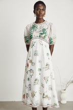 Pénélope desenli midi elbise