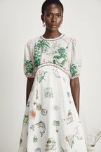 Pénélope desenli midi elbise