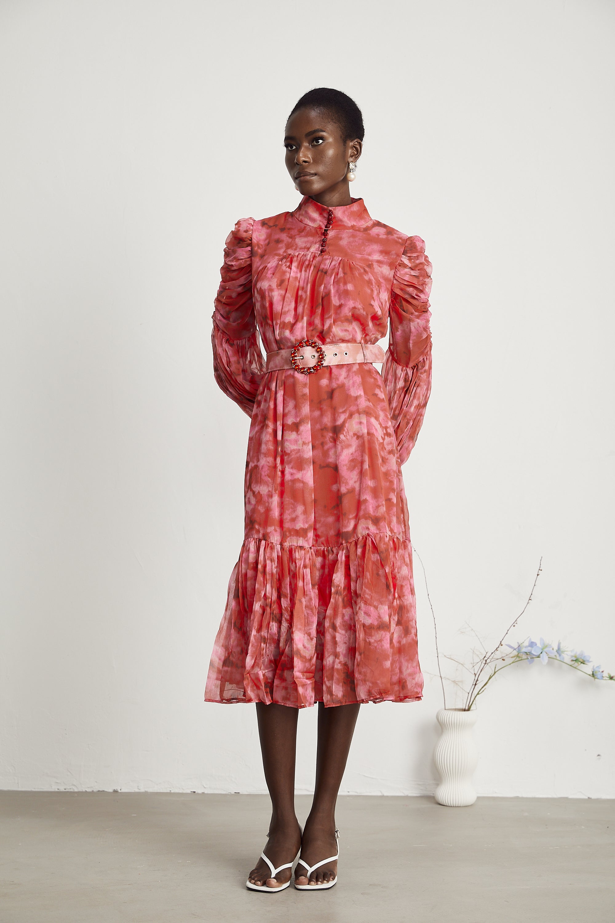 Lucie  pileli midi elbise