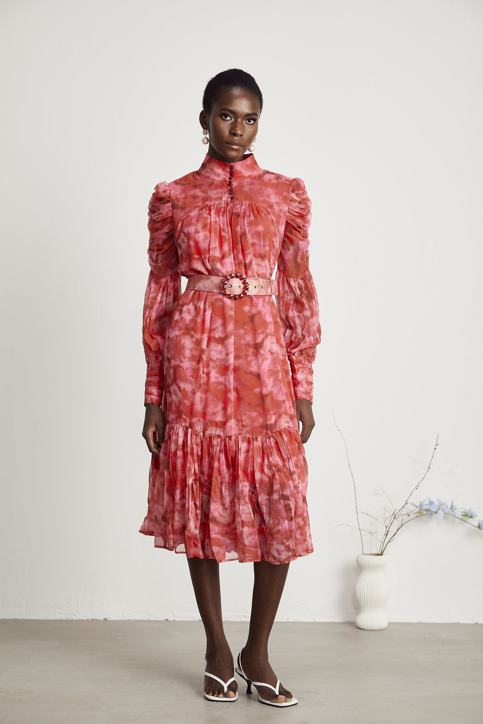 Lucie  pileli midi elbise