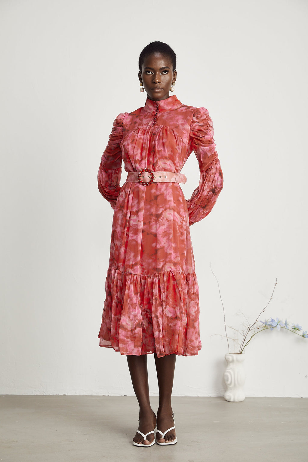 Lucie  pileli midi elbise