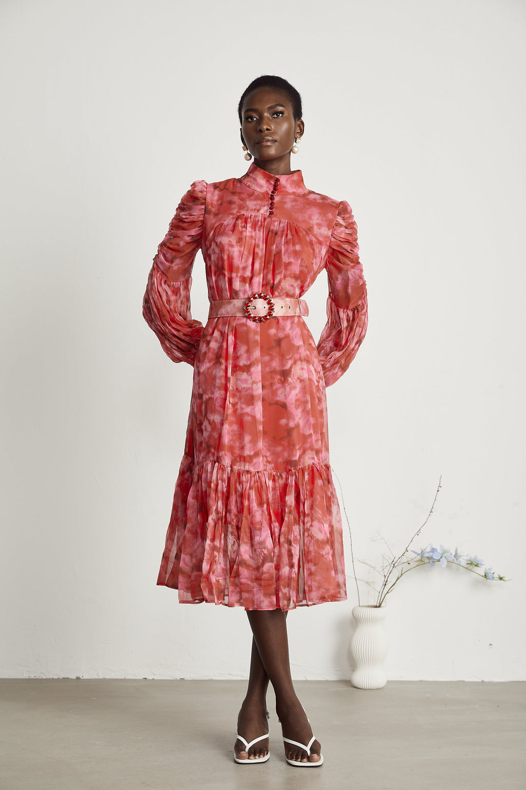 Lucie  pileli midi elbise