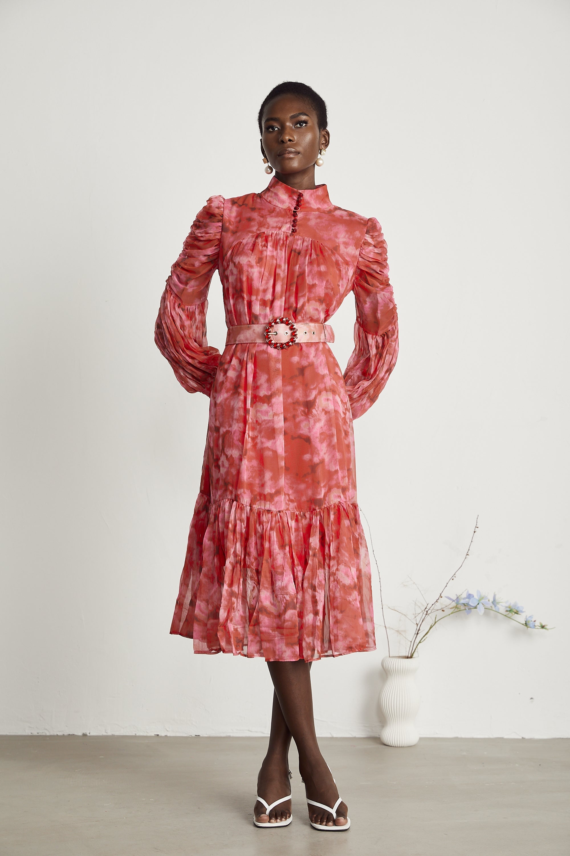 Lucie  pileli midi elbise