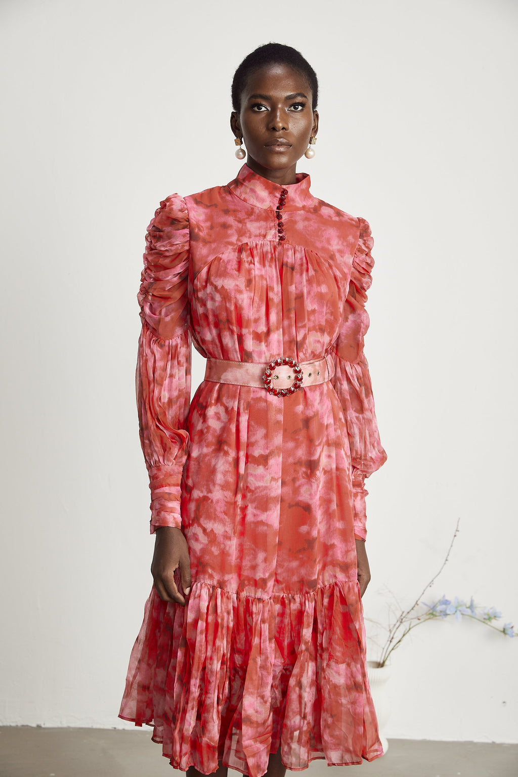 Lucie  pileli midi elbise