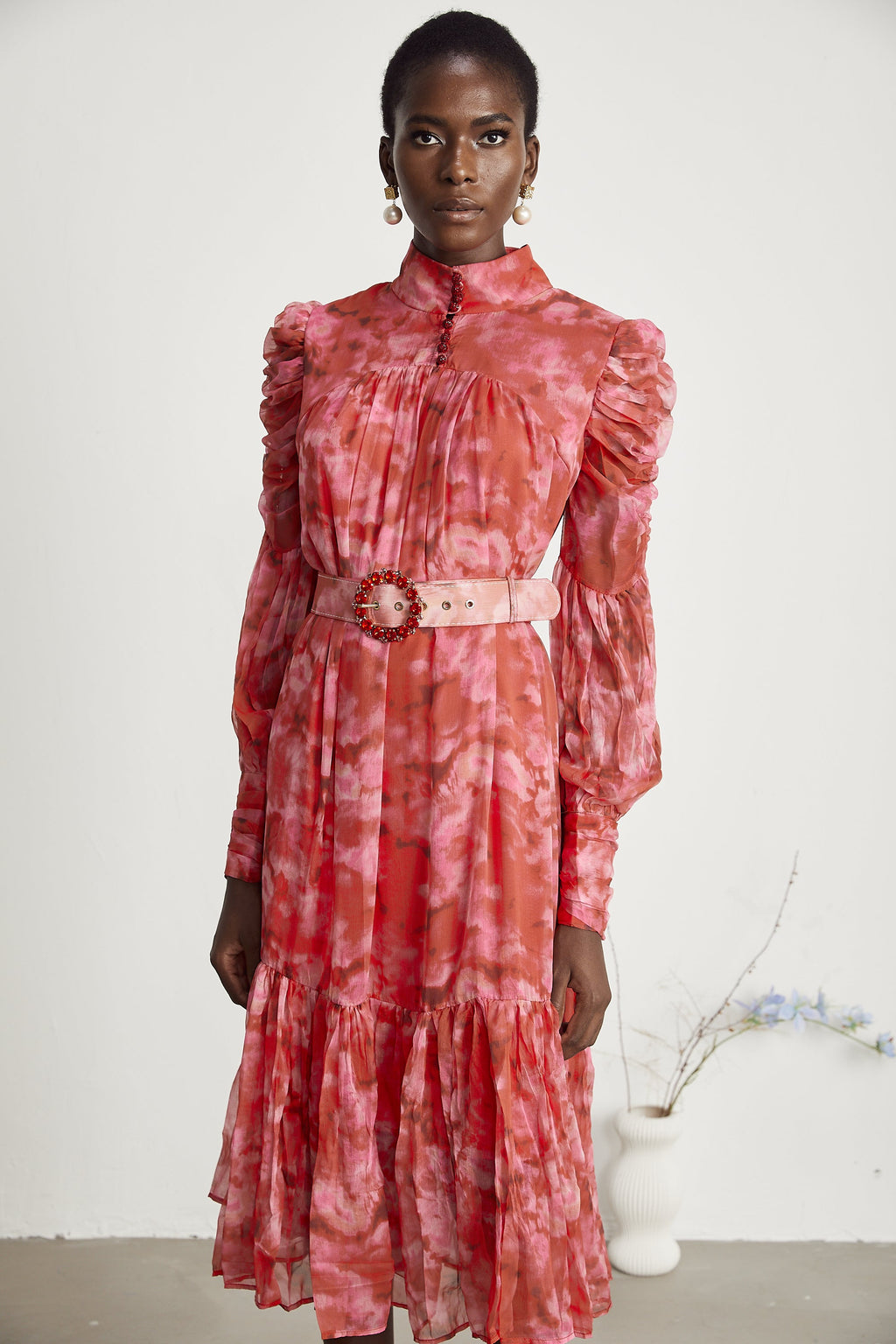 Lucie  pileli midi elbise