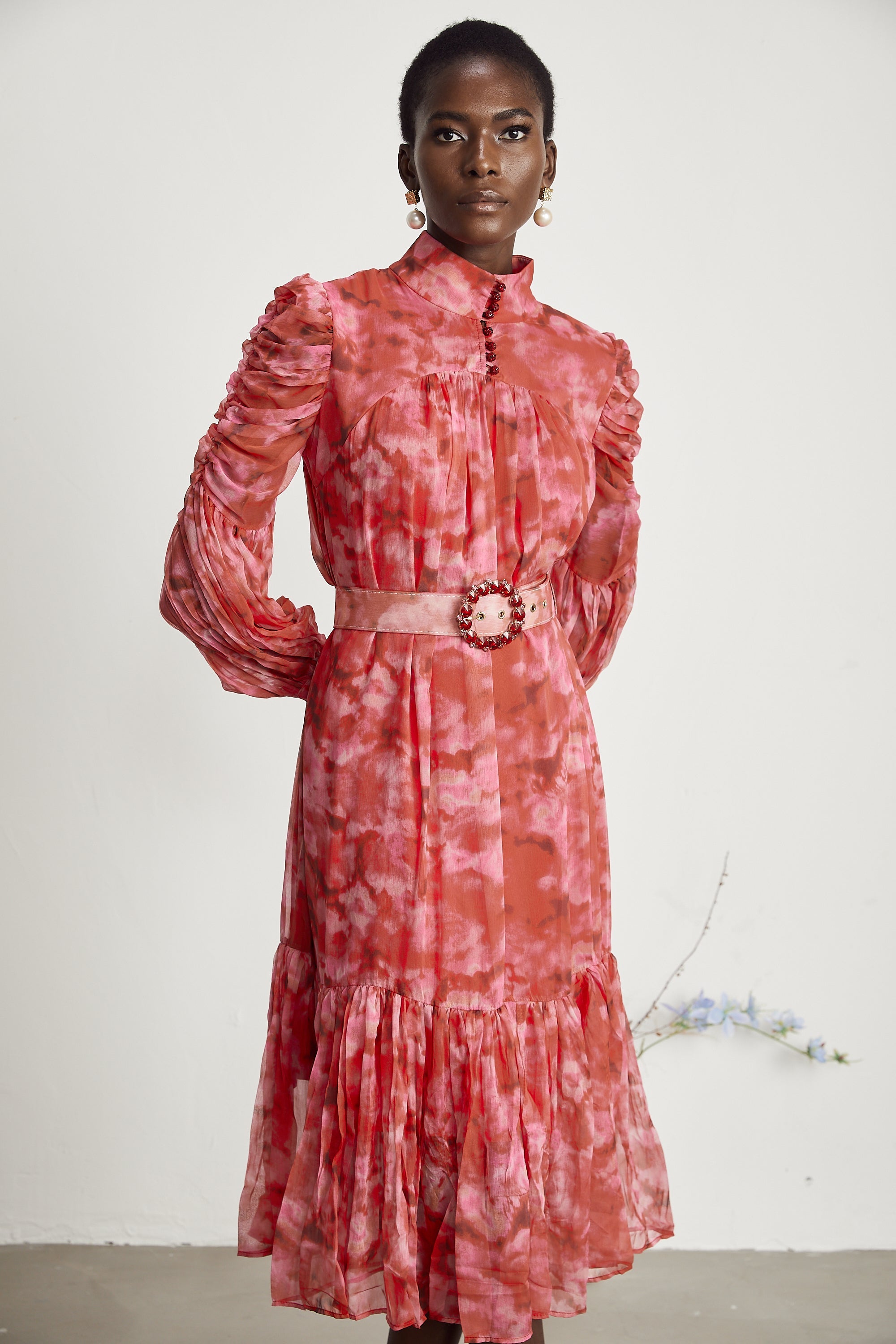 Lucie  pileli midi elbise