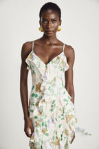 Isabeau fırfır maksi elbise