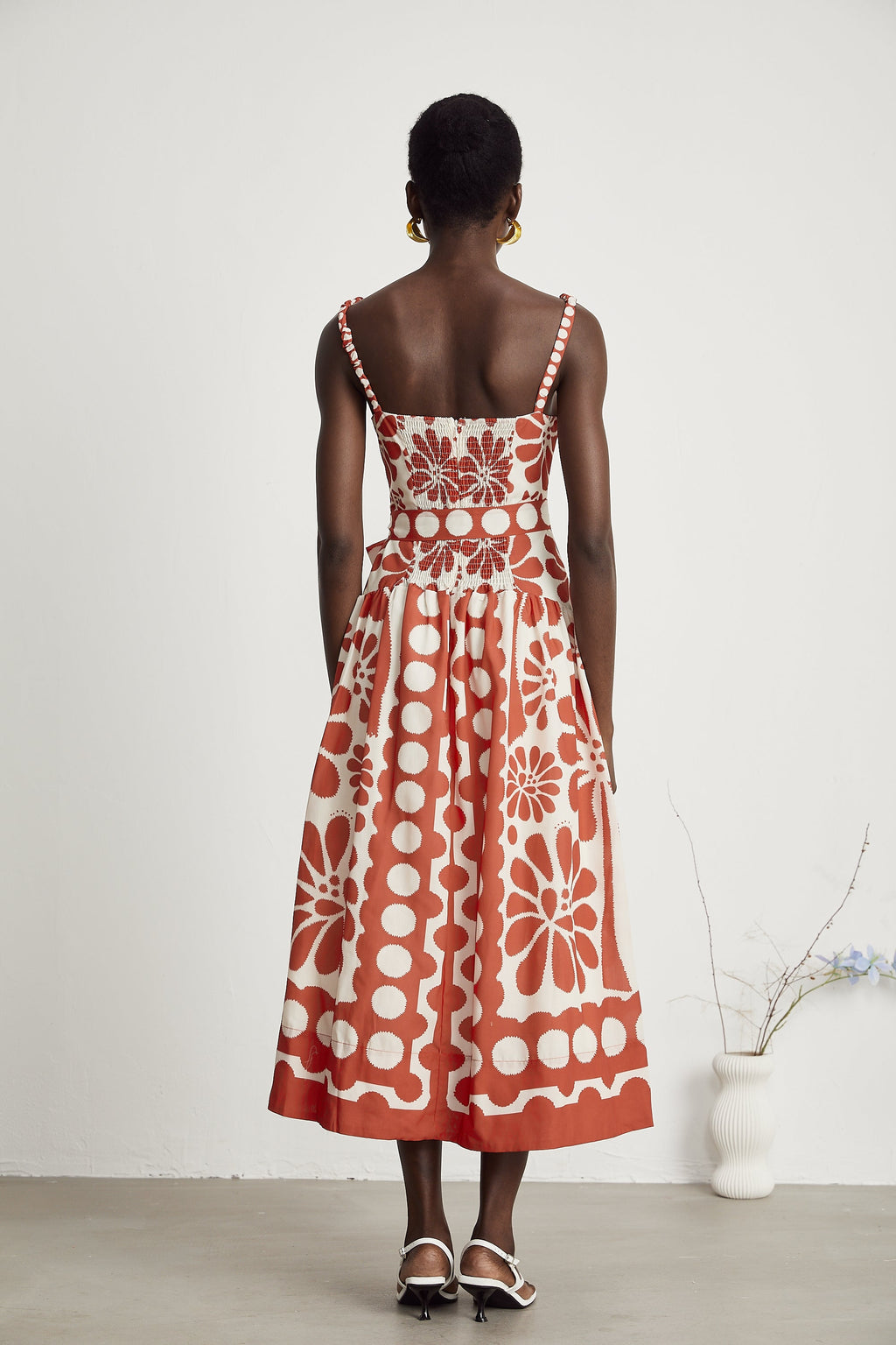 Sonia desenli midi elbise