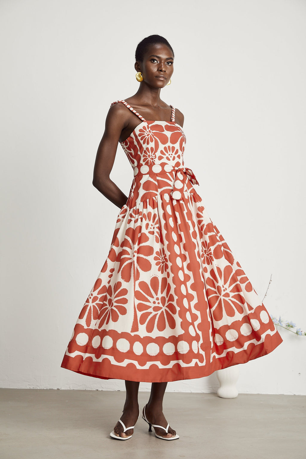 Sonia desenli midi elbise