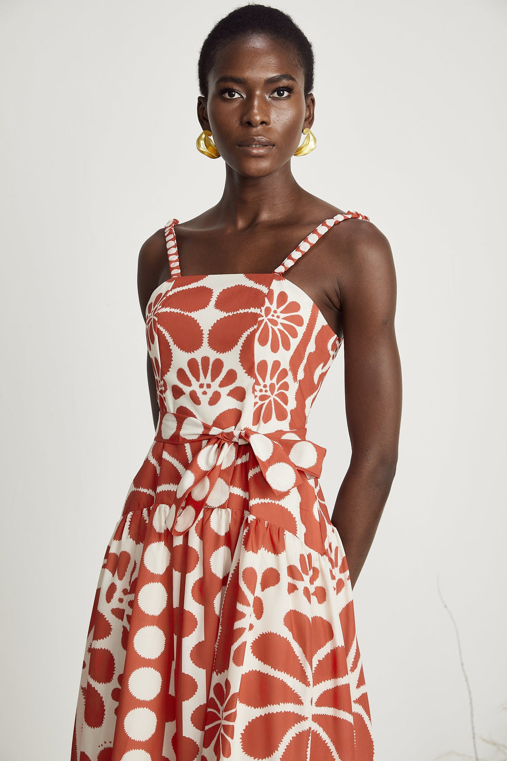 Sonia desenli midi elbise