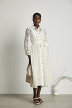 Francine dantel midi elbise