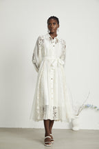 Francine dantel midi elbise