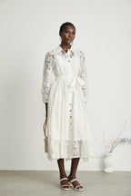 Francine dantel midi elbise