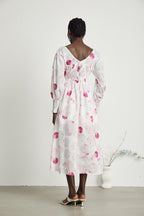 Moren baskılı midi elbise