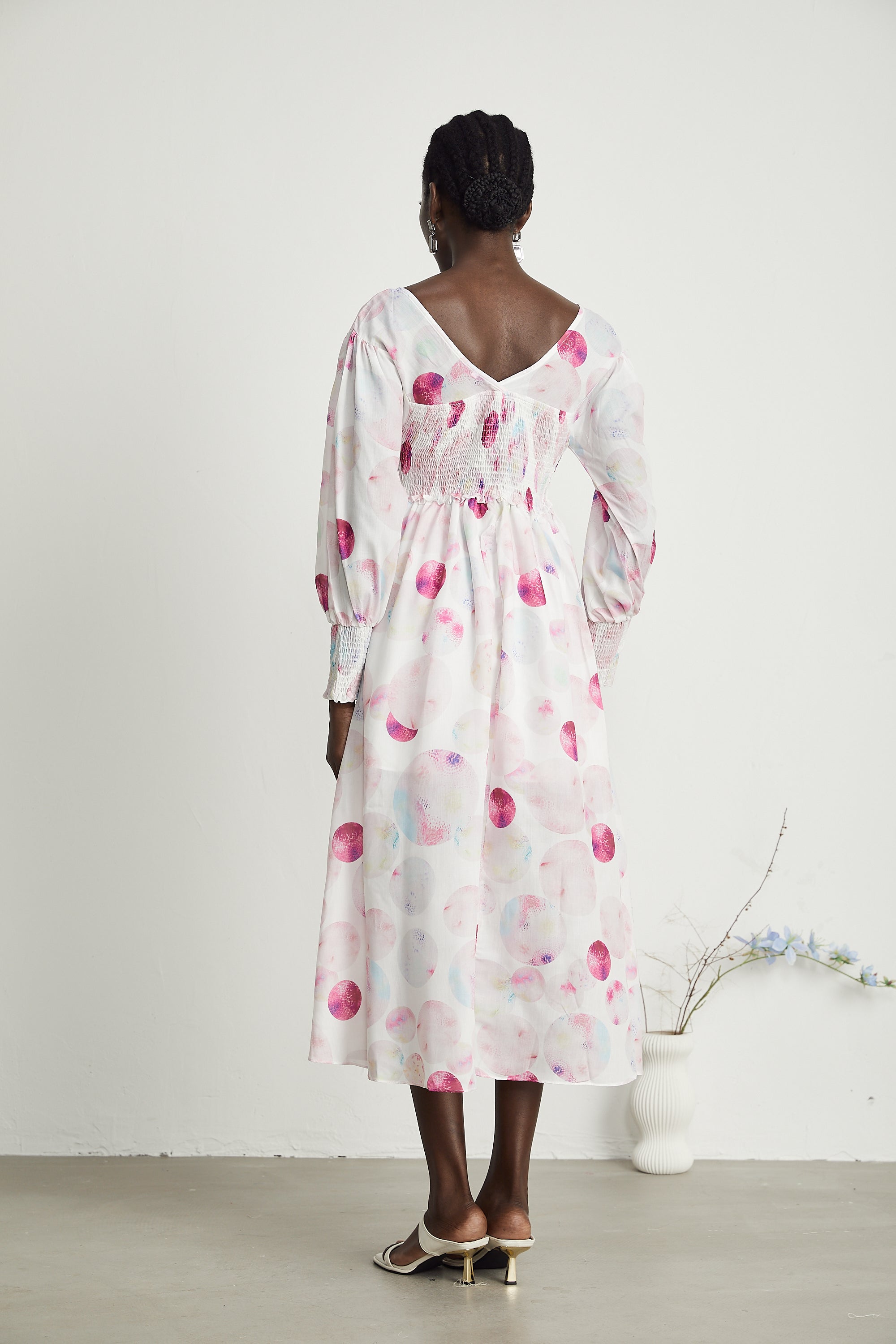 Moren baskılı midi elbise