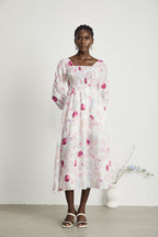 Moren baskılı midi elbise