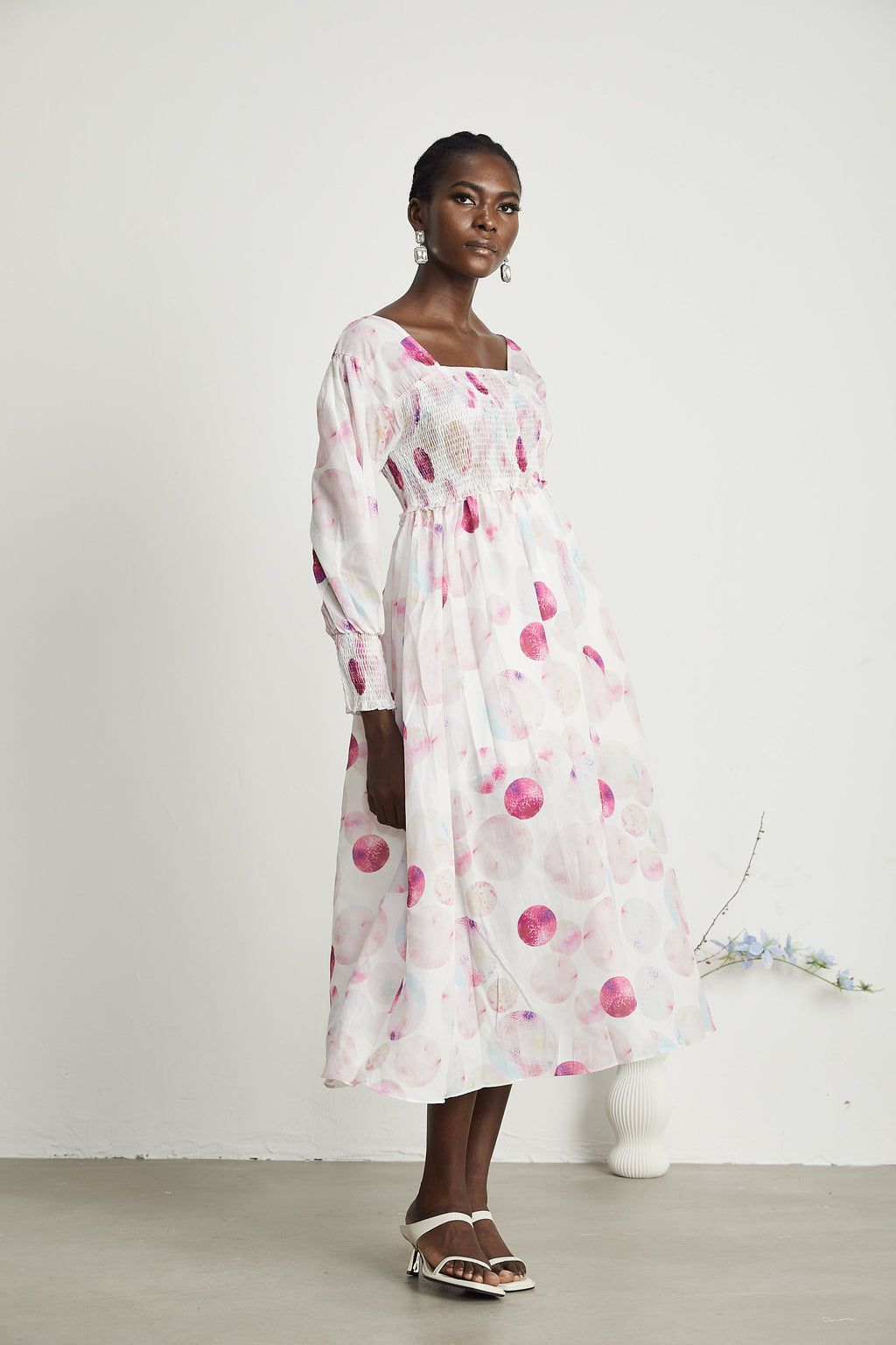 Moren baskılı midi elbise