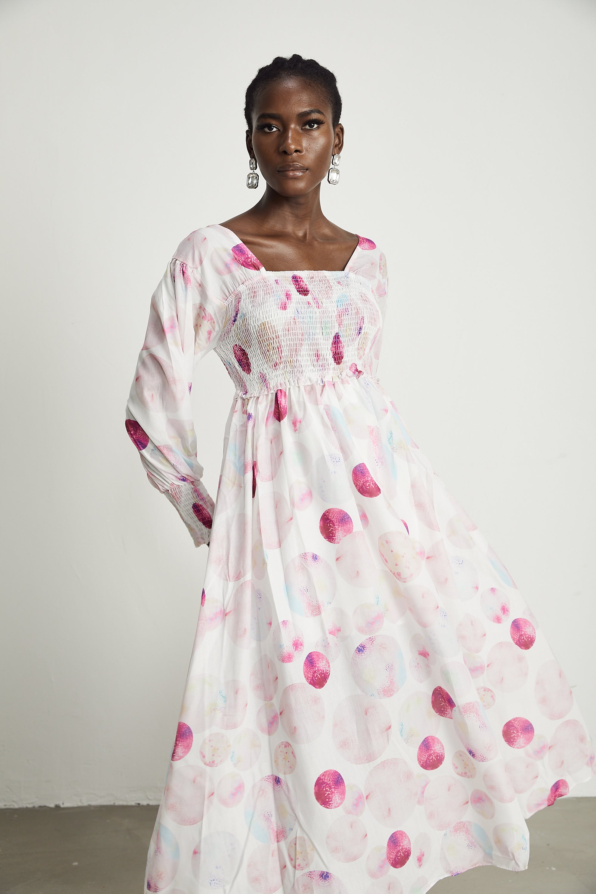 Moren baskılı midi elbise