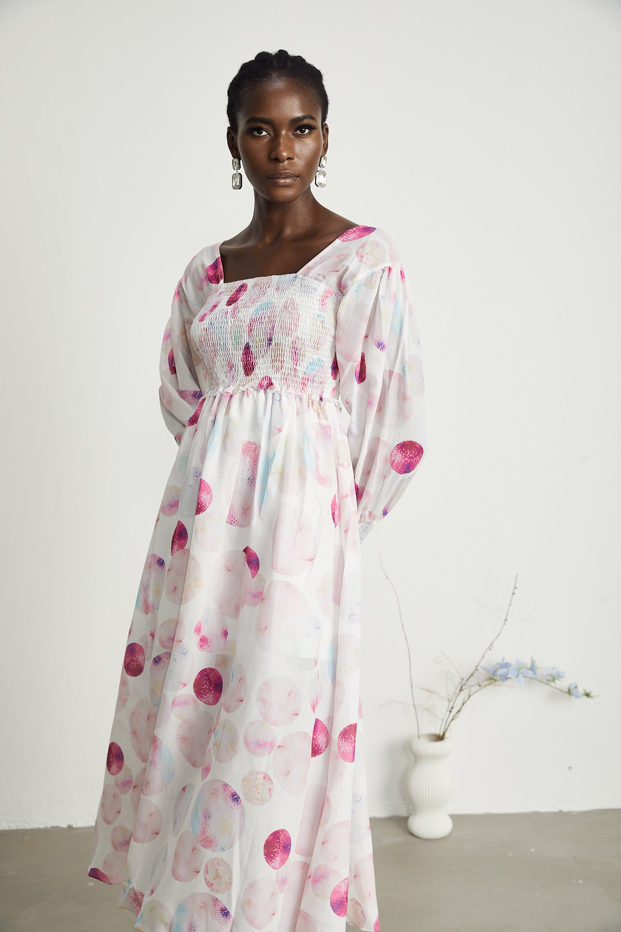 Moren baskılı midi elbise