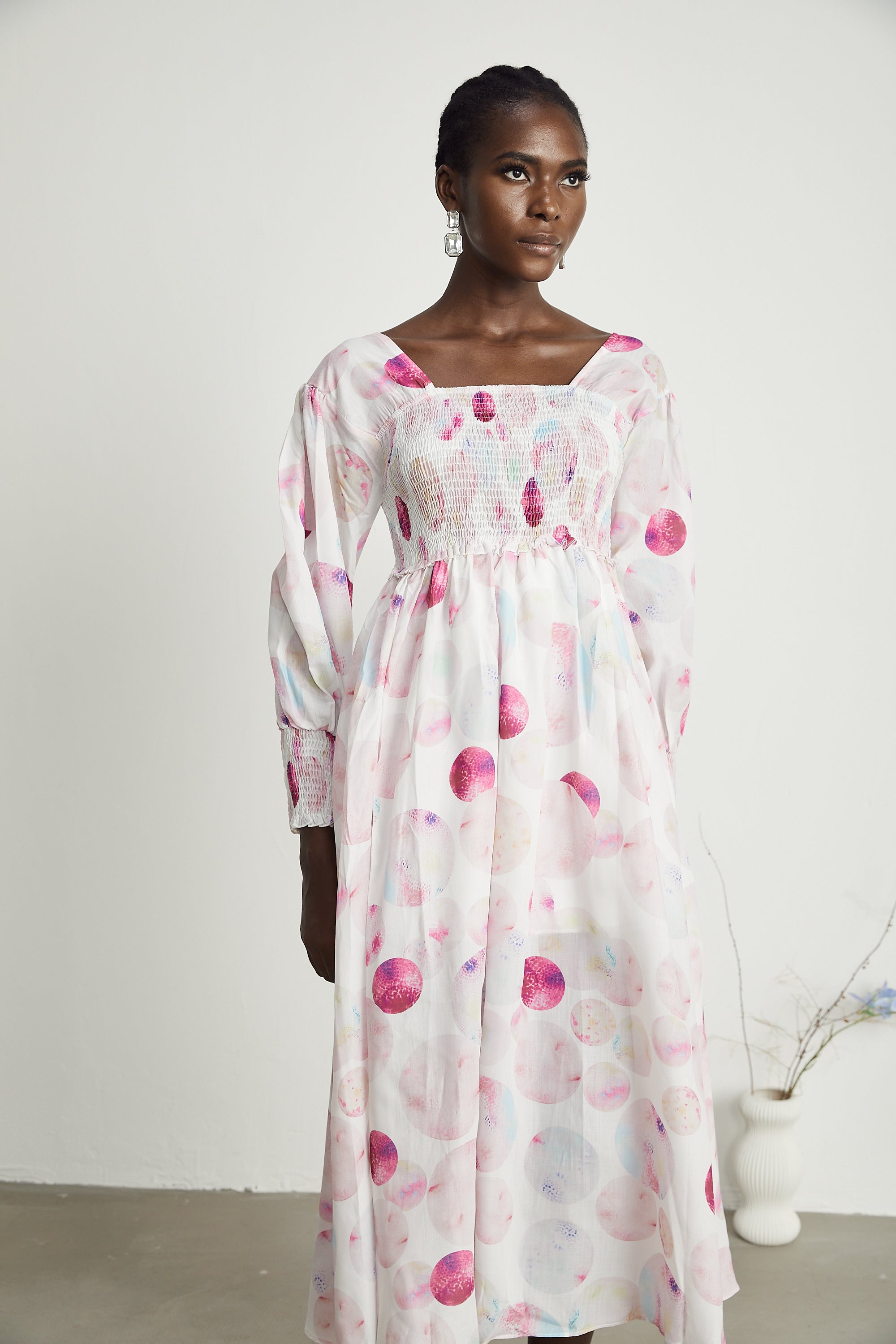 Moren baskılı midi elbise