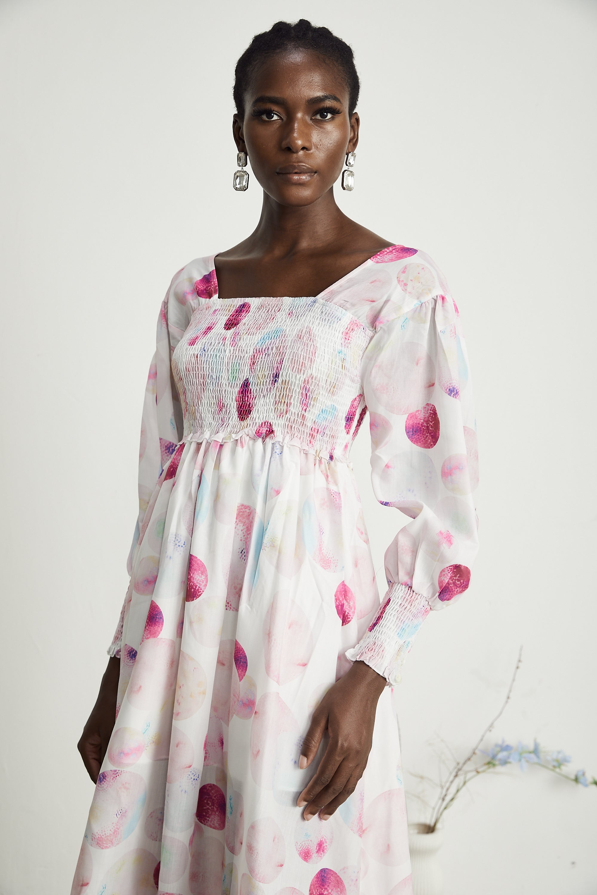 Moren baskılı midi elbise