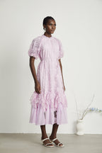 Coralie işlemeli midi elbise