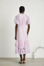 Coralie işlemeli midi elbise