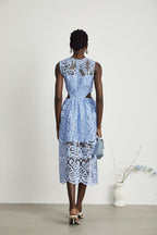 Zoë şeffaf midi elbise