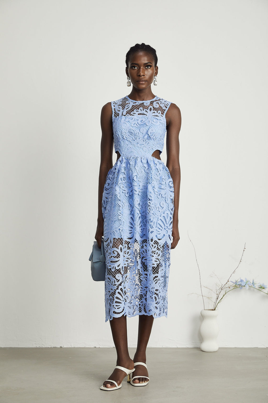 Zoë şeffaf midi elbise