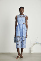 Zoë şeffaf midi elbise