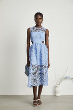 Zoë şeffaf midi elbise