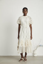 Coralie katmanlı midi elbise